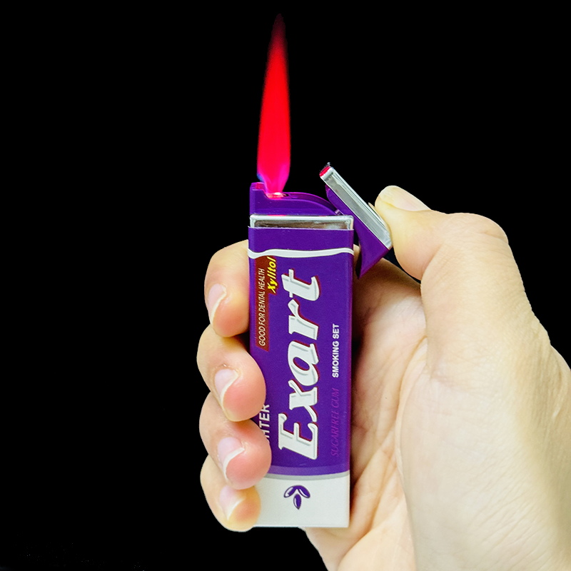 Bật lửa hột quẹt khò hình cây kẹo singum Extra Tím - xài gas