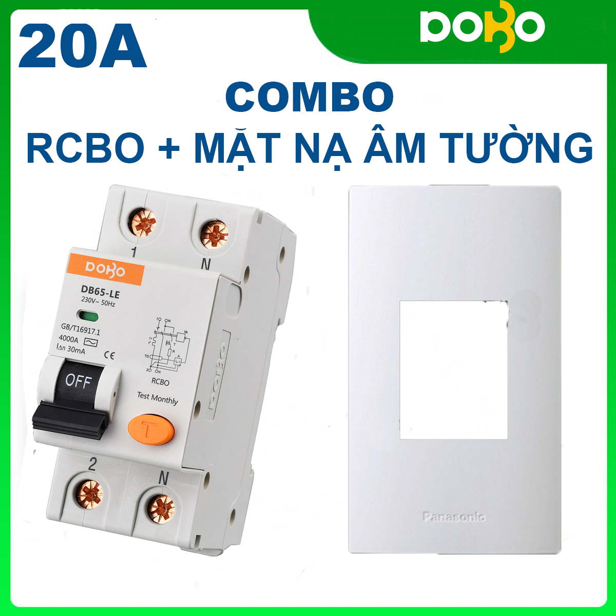 [HÀNG CHÍNH HÃNG] Cầu Dao Chống Giật RCBO DOBO  2P 20A - 30mA đa năng - siêu nhạy - Aptomat chống giật có clip test giật điện trực tiếp - Hàng Tốt - Sản phẩm được Khách Hàng tin dùng 5 năm liền