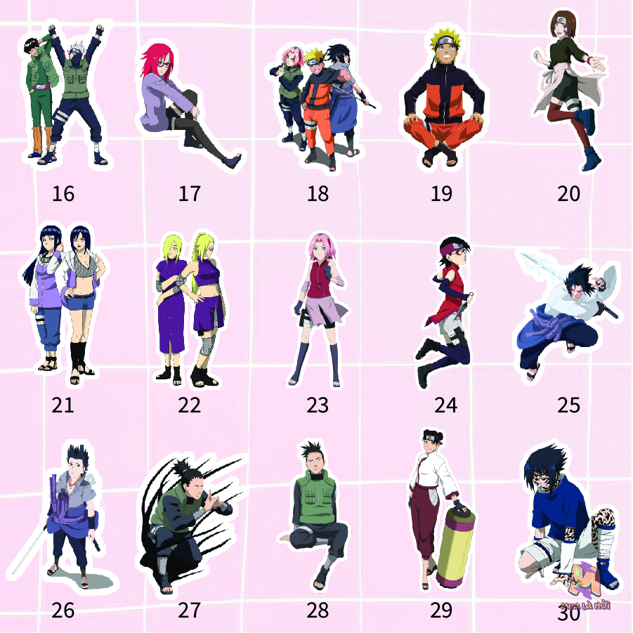 Miếng dán Stickers chủ đề Naruto