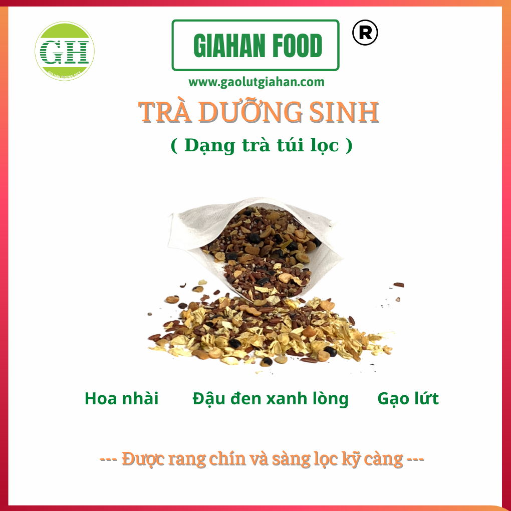 Trà túi lọc gạo lứt ,hoa nhài ,đậu đen xanh lòng tốt cho người Giảm Cân ,Giảm Stress, Giảm mỡ trong máu GIAHAN FOOD