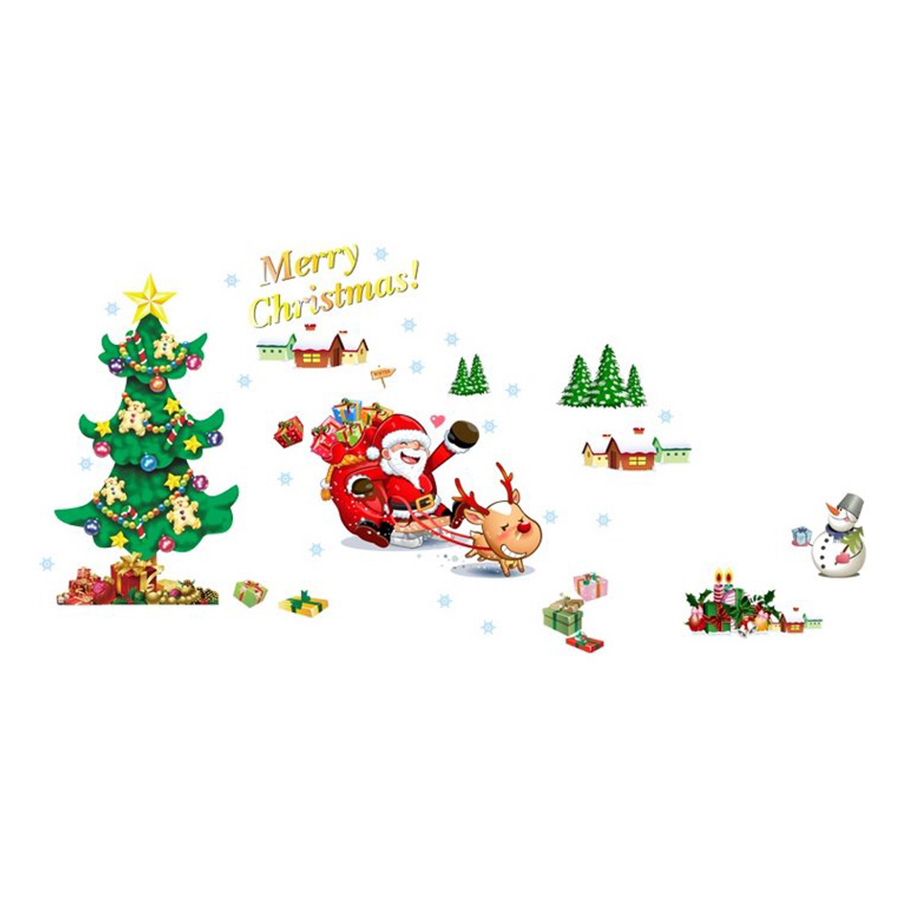 Decal Dán Tường Ông Già Noel Cưỡi Tuần Lộc Binbin EB108