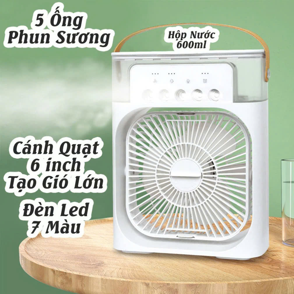 Quạt Điều Hòa Mini Cao Cấp Có Khay Nước PhunSương &amp; Đèn Ngủ – Mát Lạnh &amp; Nhỏ Gọn