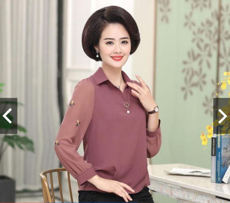 ( HÀNG SẴN) Áo Sơ Mi Nữ Trung Niên Dài Tay Đẹp SM11 - Hàng Quảng Châu Cao Cấp