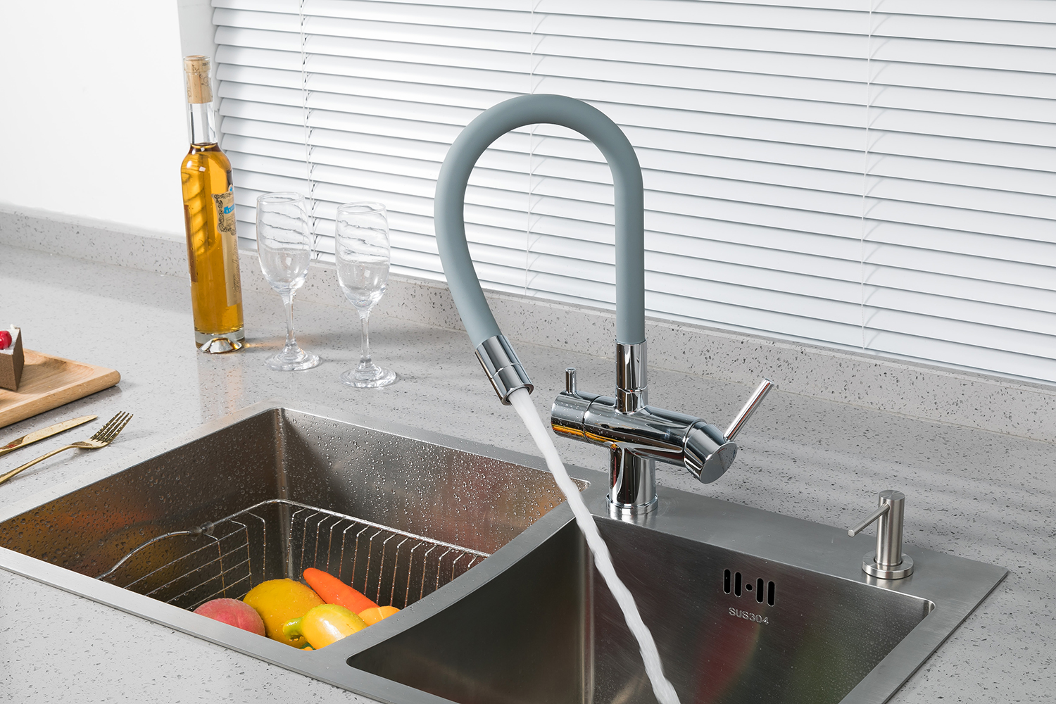 VÒI BẾP CAO CẤP 3 ĐƯỜNG NƯỚC TÍCH HỢP RO NHẬP KHẨU NGA GAPPPO G4398-30 CẦN MỀM UỐN - HÀNG CHÍNH HÃNG