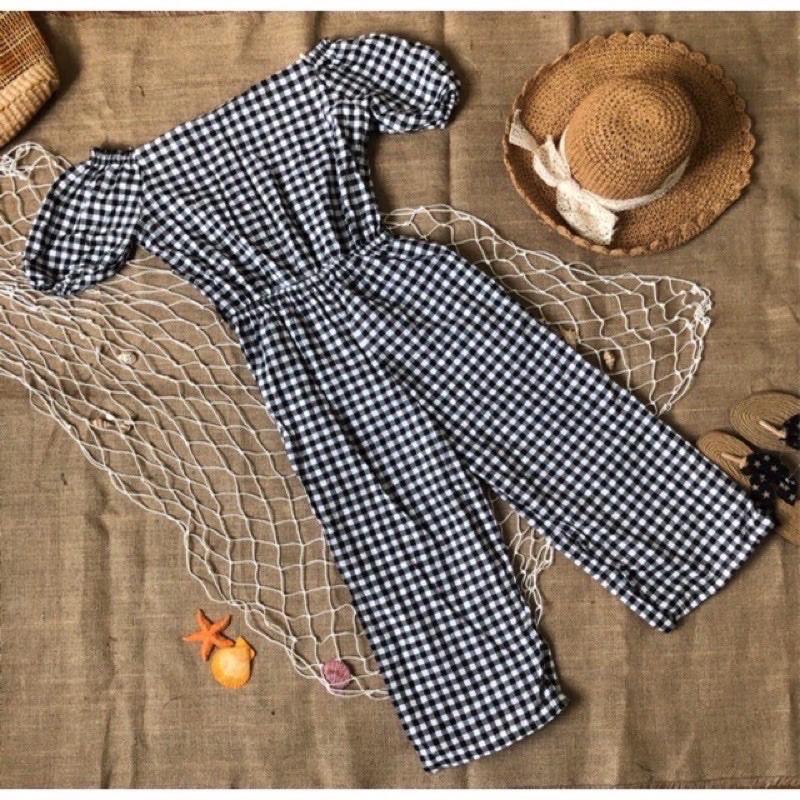Jumpsuit dài vải xếp li xuất xịn
