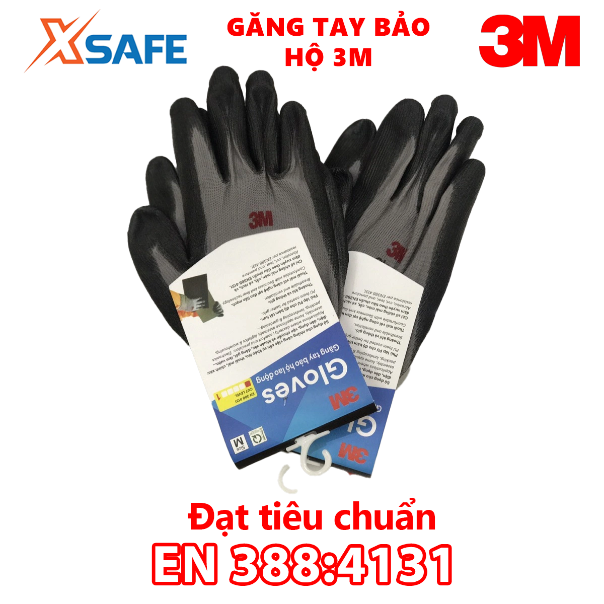 Găng tay bảo hộ 3M cấp độ 1 tiêu chuẩn EN388:4131 an toàn khi làm việc, lao động, thao tác chuẩn xác - chính hãng 3M