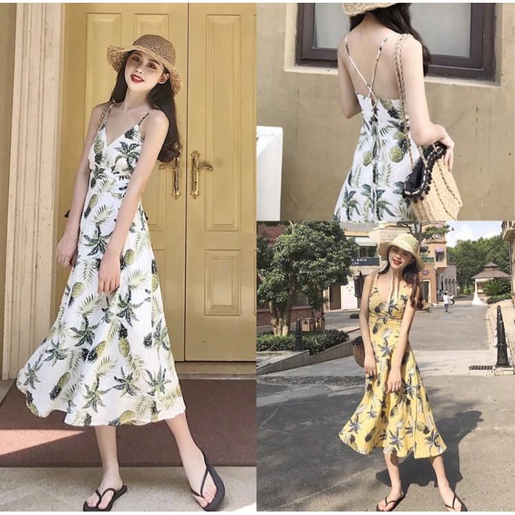 Đầm hoa quyến rũ-maxi-váy nữ-váy hoa