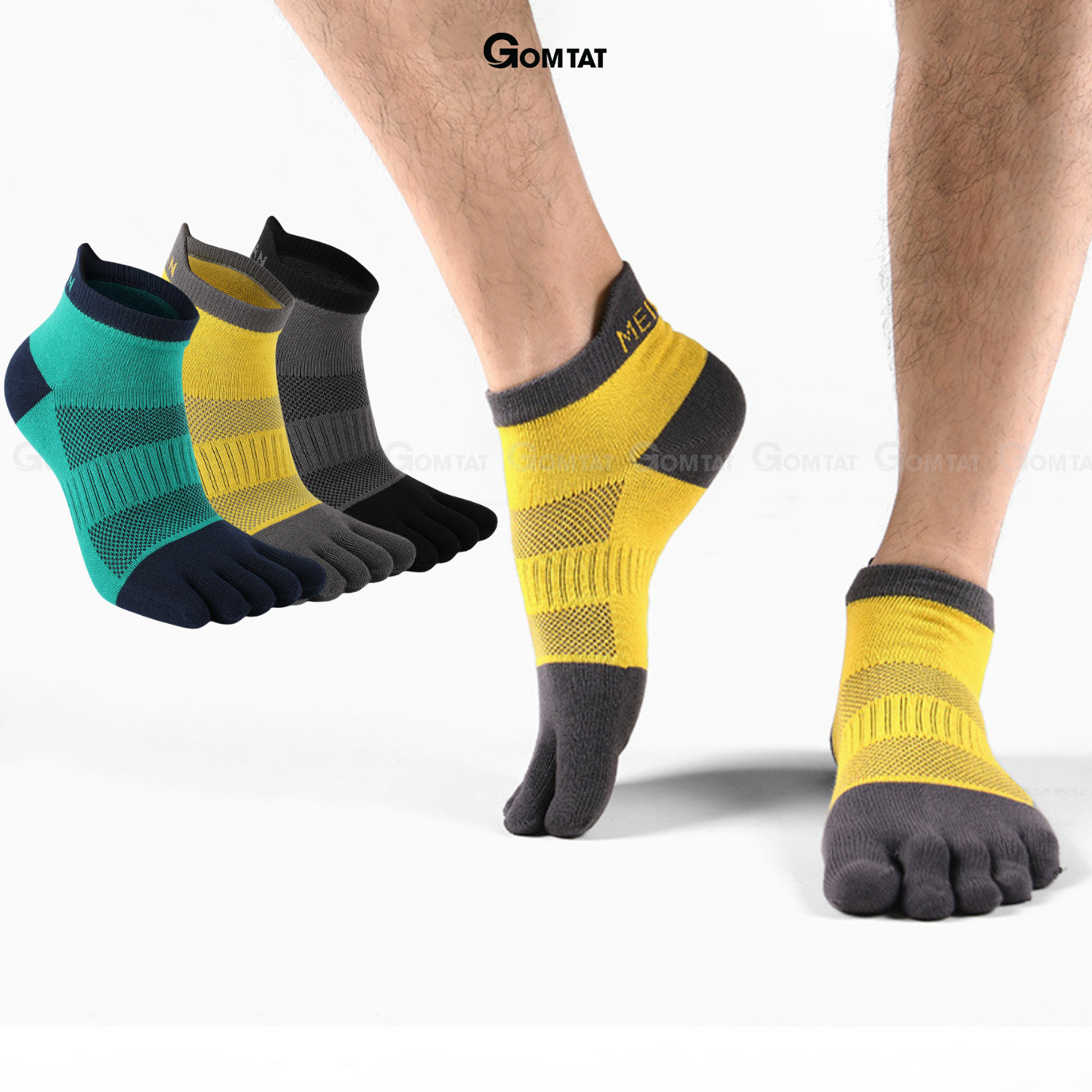 Tất thể thao nam nữ xỏ ngón có mặt lớp thoáng khí, vớ tập yoga chất liệu cotton thấm hút mồ hôi tốt - XONGON-MAX-1201