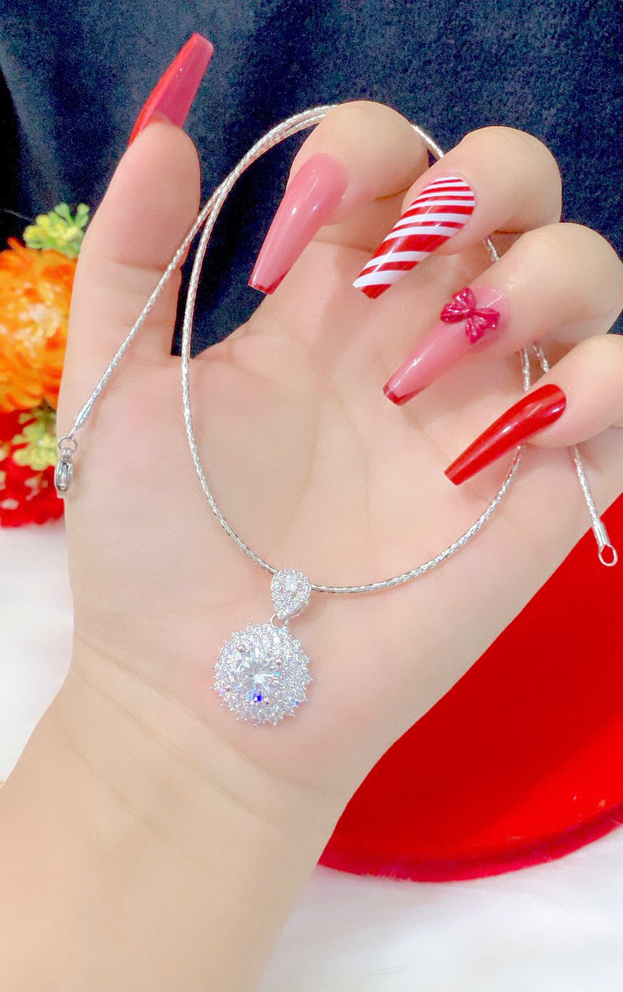 Kiềng bính mềm mặt xoàn mạ bạch kim cao cấp P1639