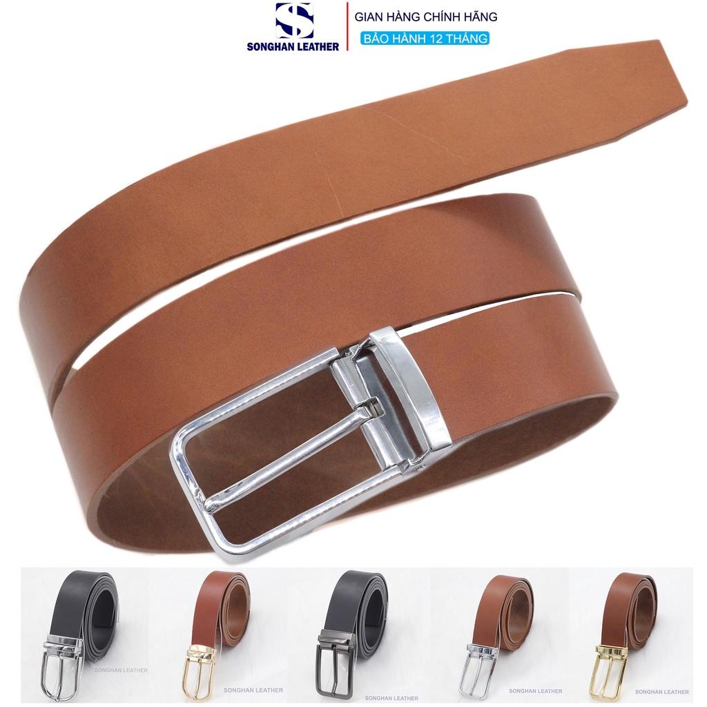 Dây Thắt Lưng Da Bò Nguyên Tấm, DâyNịt Nam Da Bò Khóa Kim Cao Cấp Songhan Leather MB02, Bảo Hành 12 Tháng