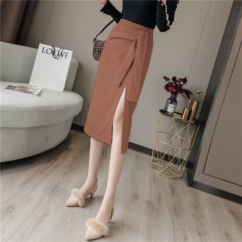 Chân váy xẻ tà cột nơ cao cấp