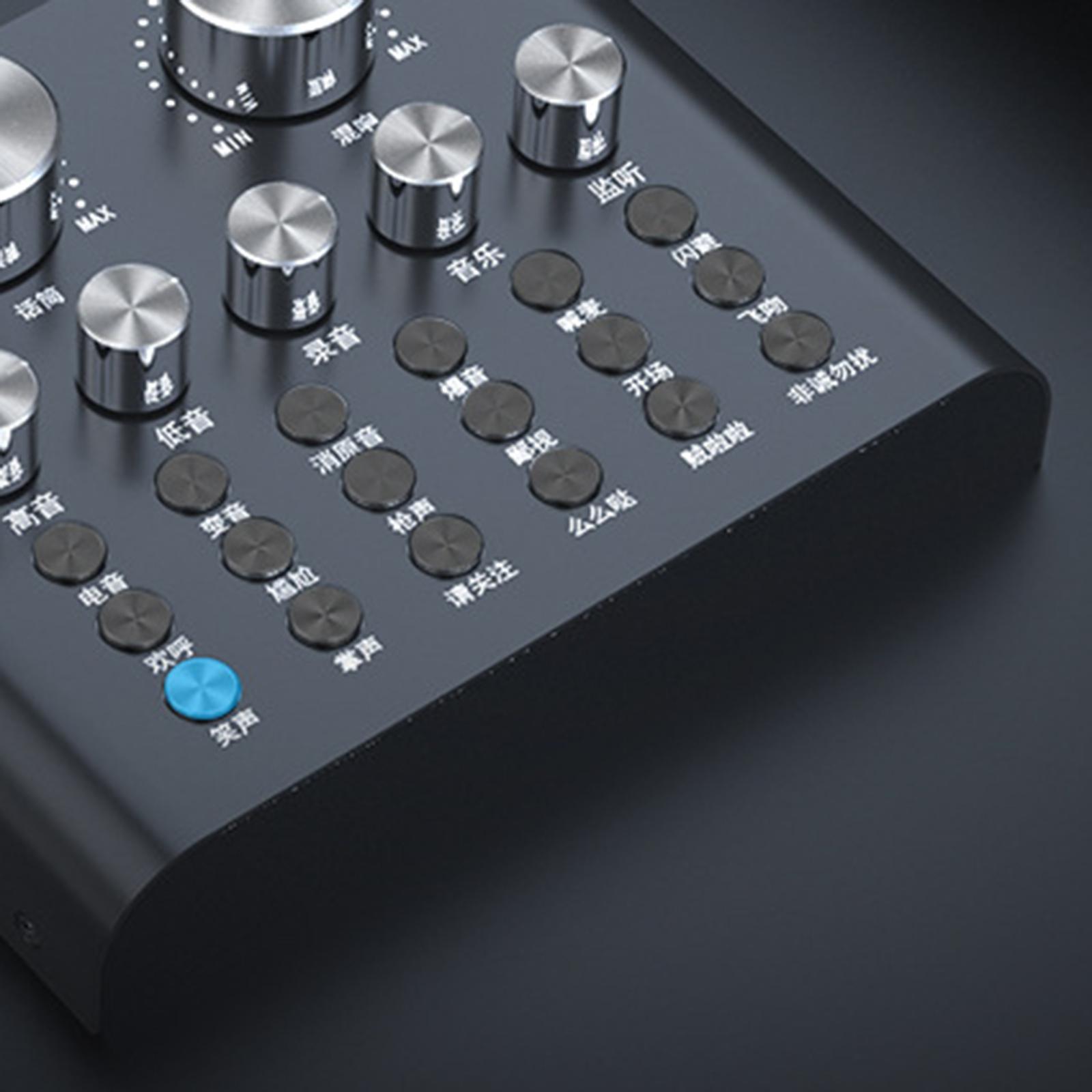 V8 External Sound Card, Universal Portable Sound Card with Volume Control for Live Streaming, 12 Types of Electro Acoustic