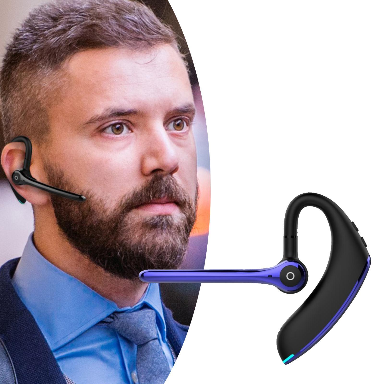 Bluetooth Single Ear Headset Active Noice Reduction Wireless Waterproof Earpiece with Mic Laptops for Workout Trucker Driving Call