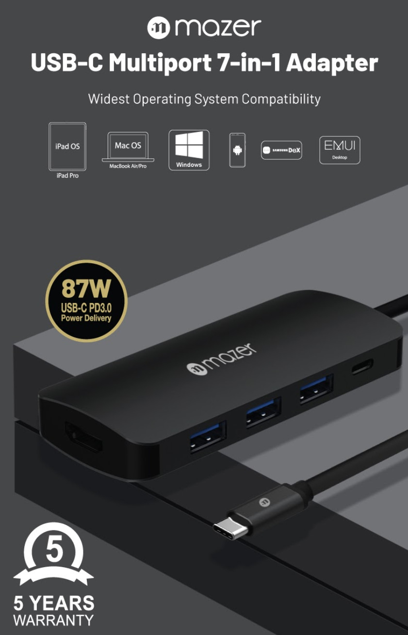 Cổng Chuyển Đổi Mazer USB-C 7-in-1 HUB - hàng chính hãng