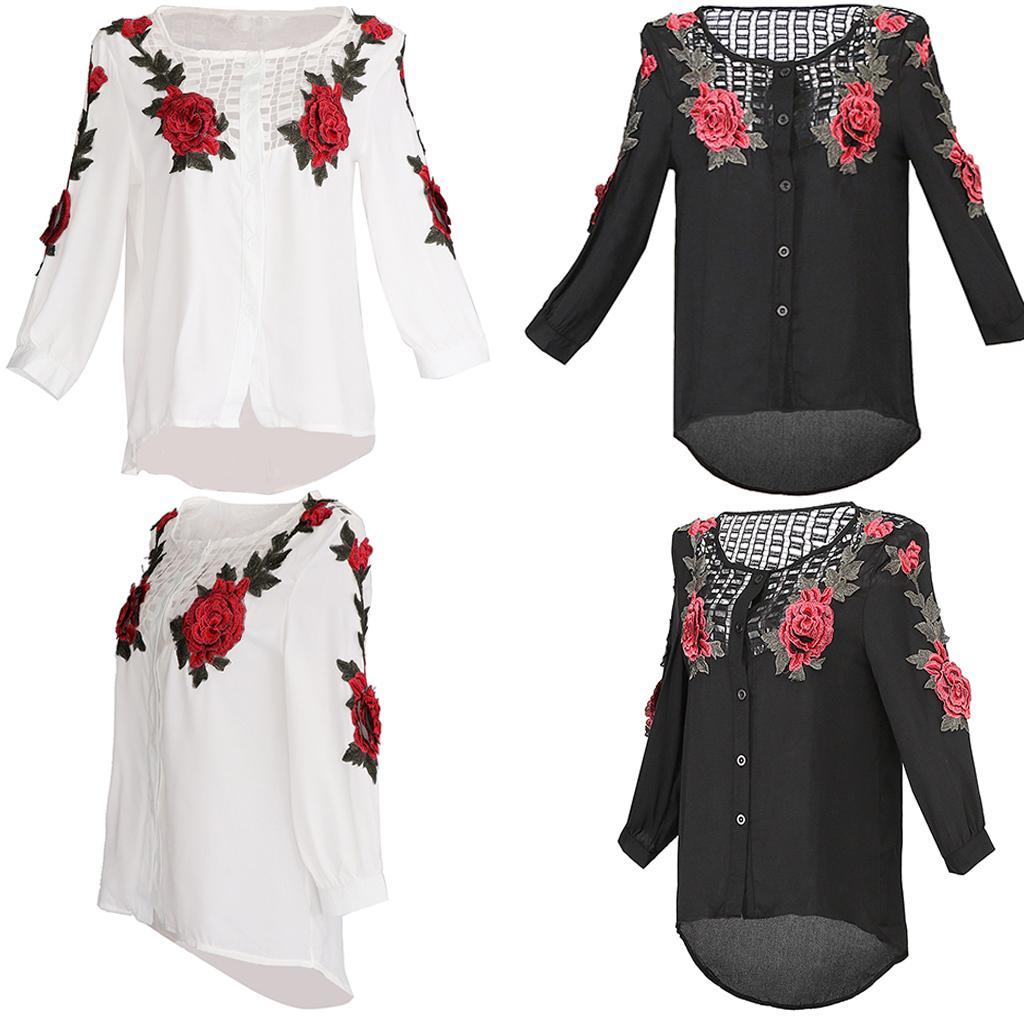 Ladies Women Floral Long Fashion Blouse Casual Sleeve Shirt Print