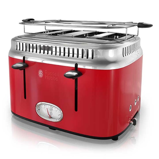 Máy Nướng Bánh Mì Russell Hobbs, Bread Toaster Retro, Công Suất 1300W, 6 Mức Nhiệt, Nhập Đức