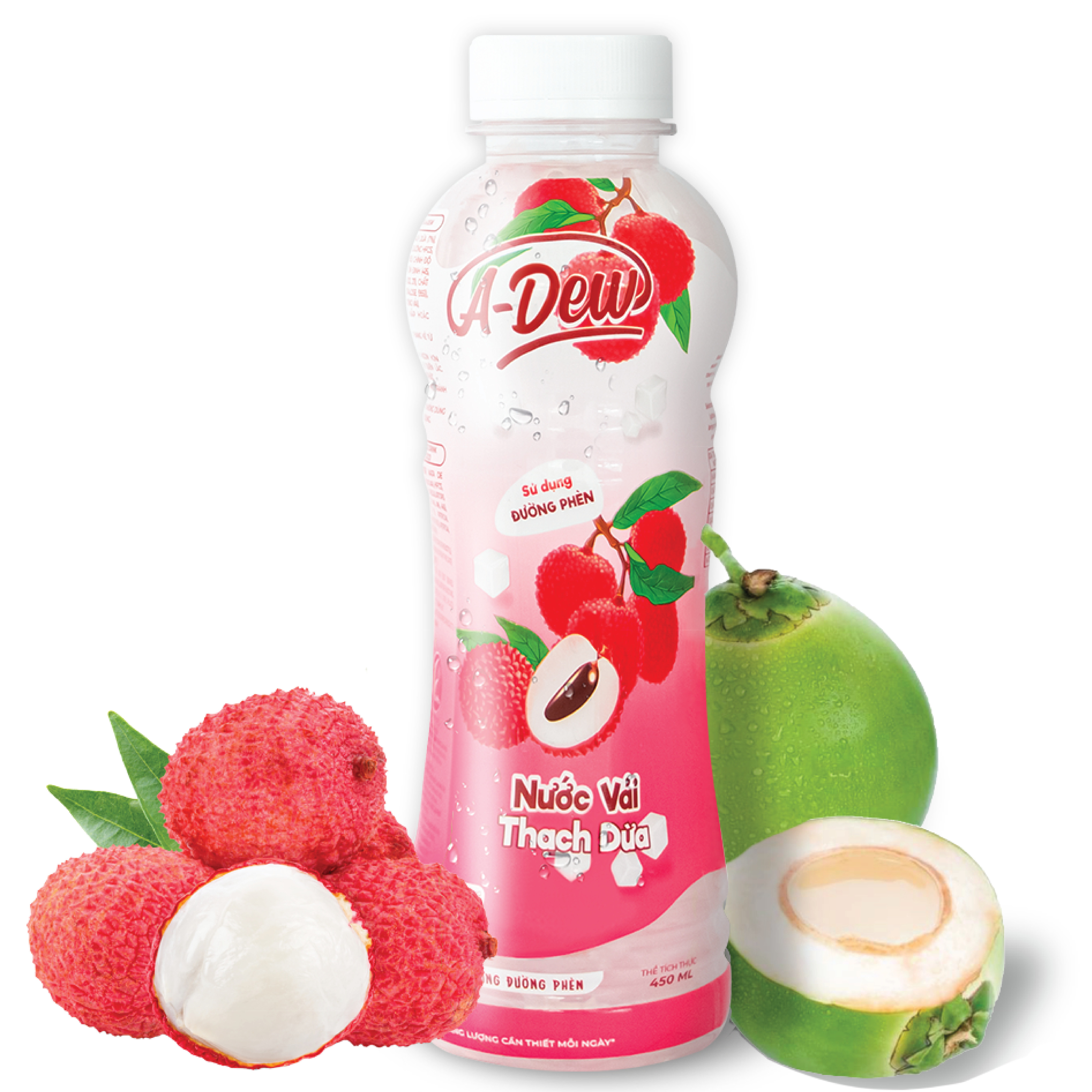 Nước Vải Thạch Dừa A Dew Chai 450ml - Thùng 24 Chai