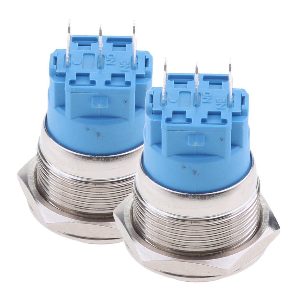 2pack 27mm Metal Annular Push Button Switch LED Self-Lock Momentary Switch