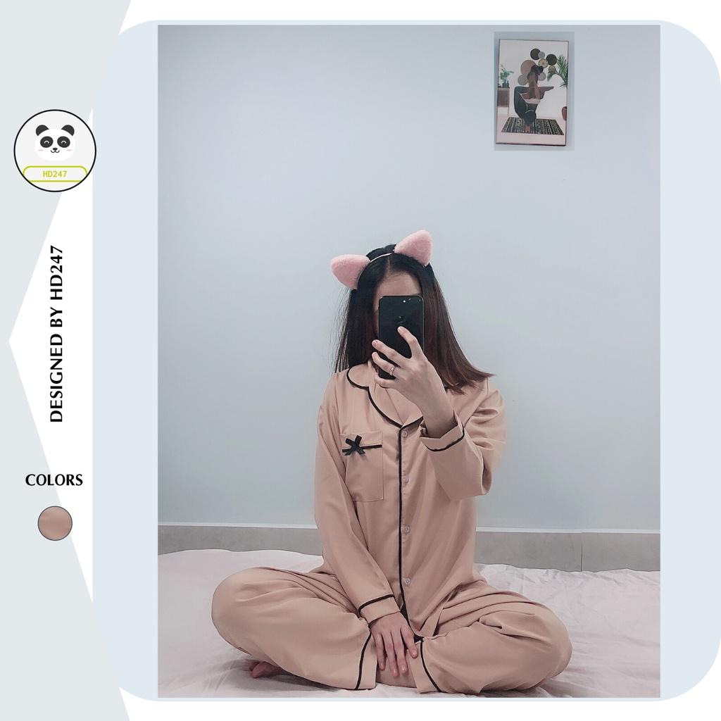 Bộ Pijama nữ mặc nhà họa tiết nơ dễ thương bộ mặc ngủ cute 0153