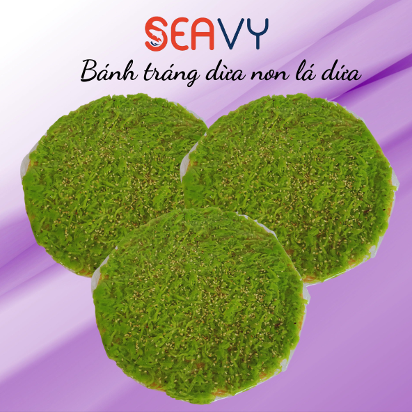 Đặc Sản Nha Trang- Bánh Tráng Dừa Non Vị Lá Dứa, Hút Chân Không, Seavy Gói 220gram