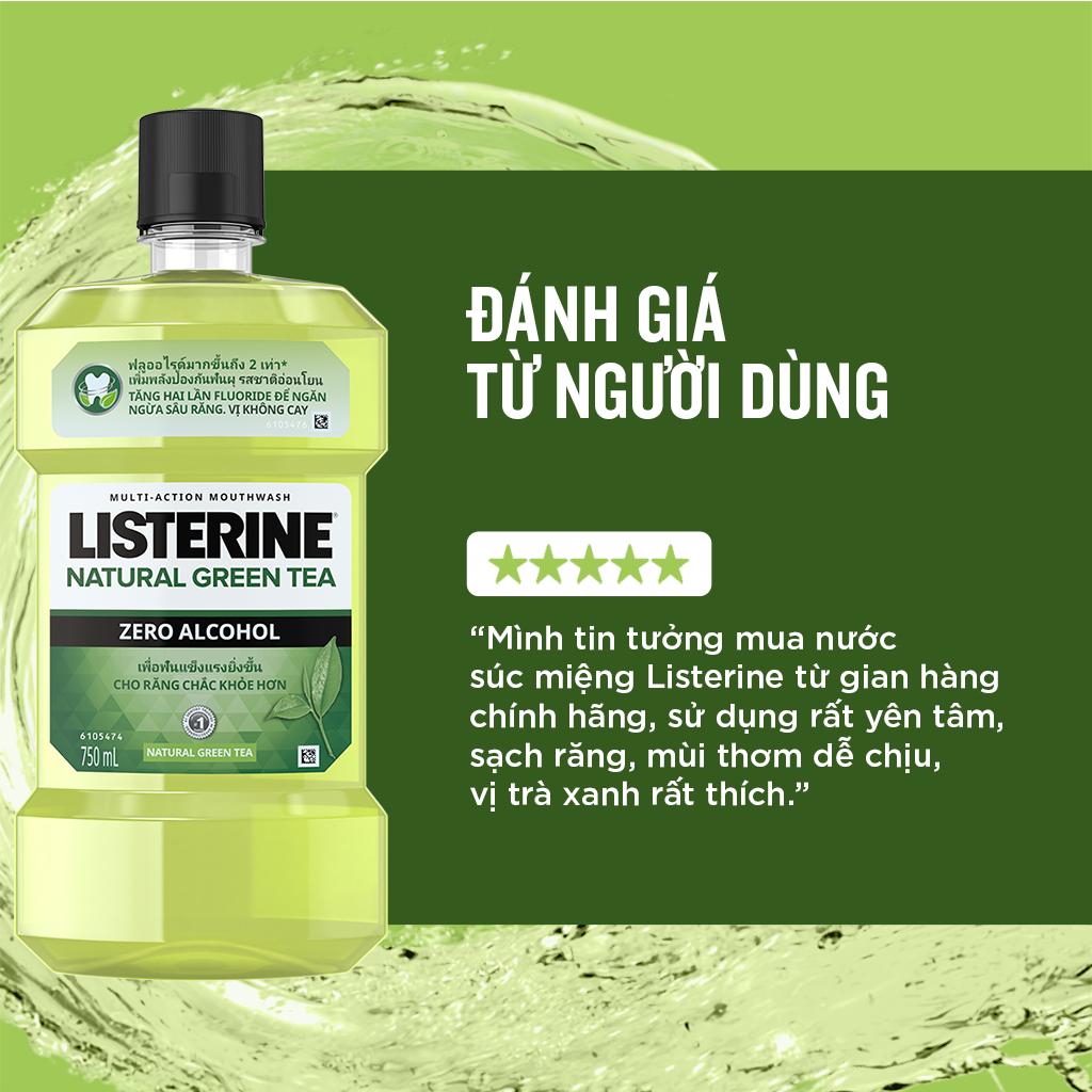 Bộ 2 Chai Nước Súc Miệng Listerine Trà Xanh 750mlx2