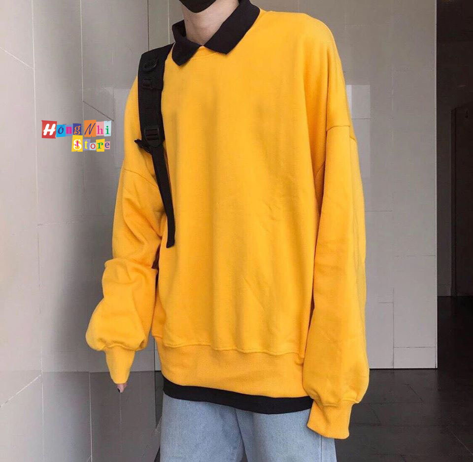 Áo Sweater Trơn Chất Nỉ Lót Bông Màu Vàng - Sweater Unisex - MM