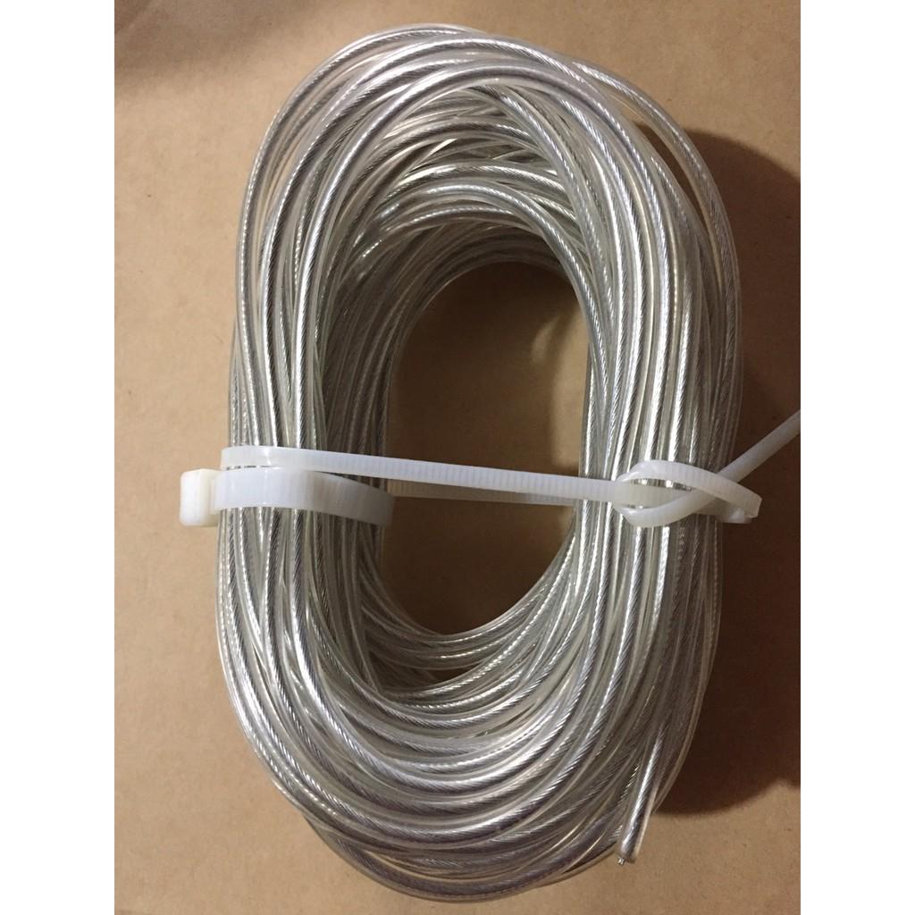 50 mét dây cáp lụa bọc phi 4mm kèm 2 khóa 2 nở sắt móc 1 tăng đơ