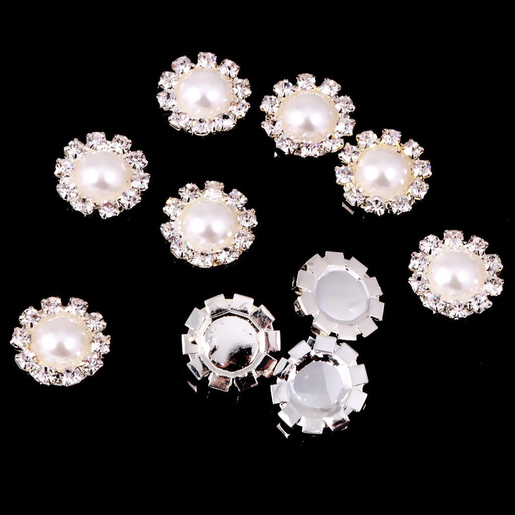 4-20pack 10 Pieces Crystal Pearl Flatback Buttons Scrapbooking Embellishment
