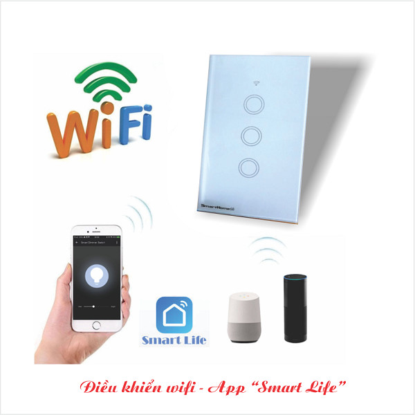 Công tắc thông minh-Cảm ứng-Wifi-2 gang