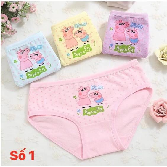 Set 4 quần lót tam giác cotton (Mẫu ngẫu nhiên) cho bé gái, quần lót cotton cho bé gái họa tiết xinh xắn