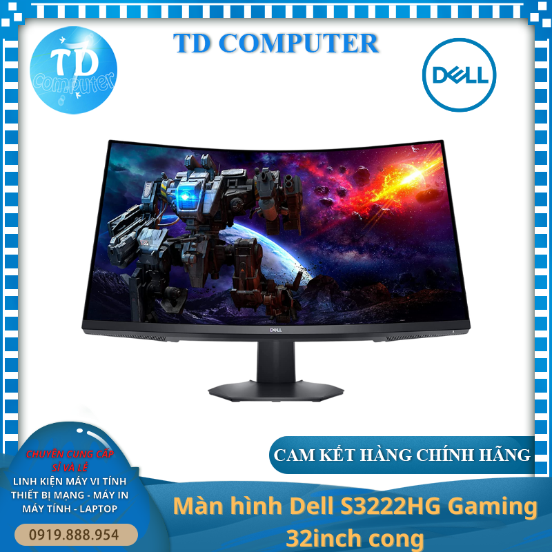 Màn hình Dell S3222HG Gaming 32inch cong (31.5&quot; VA FHD 165Hz, HDMI+DisPlayport) - Hàng chính hãng FPT phân phối