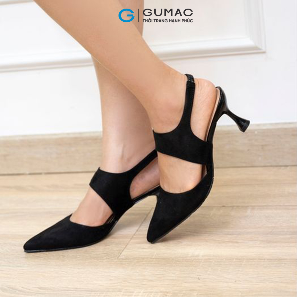 Giày cao gót da lộn GUMAC GD316 quai co giãn