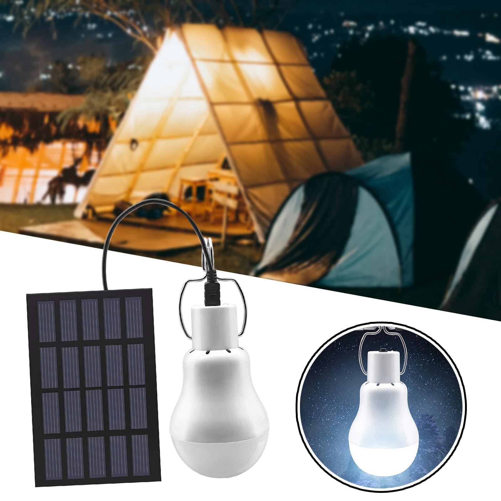 Portable LED Bulb Light Camping Solar Powered Panel Hanging Lamp Indoor