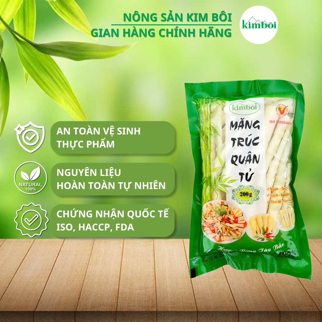 COMBO 6 gói Măng Trúc Quân Tử Kim Bôi 200g - TẶNG 1 lọ Măng muối ớt dổi Kim Bôi 500g - Đặc sản Tây Bắc Việt Nam