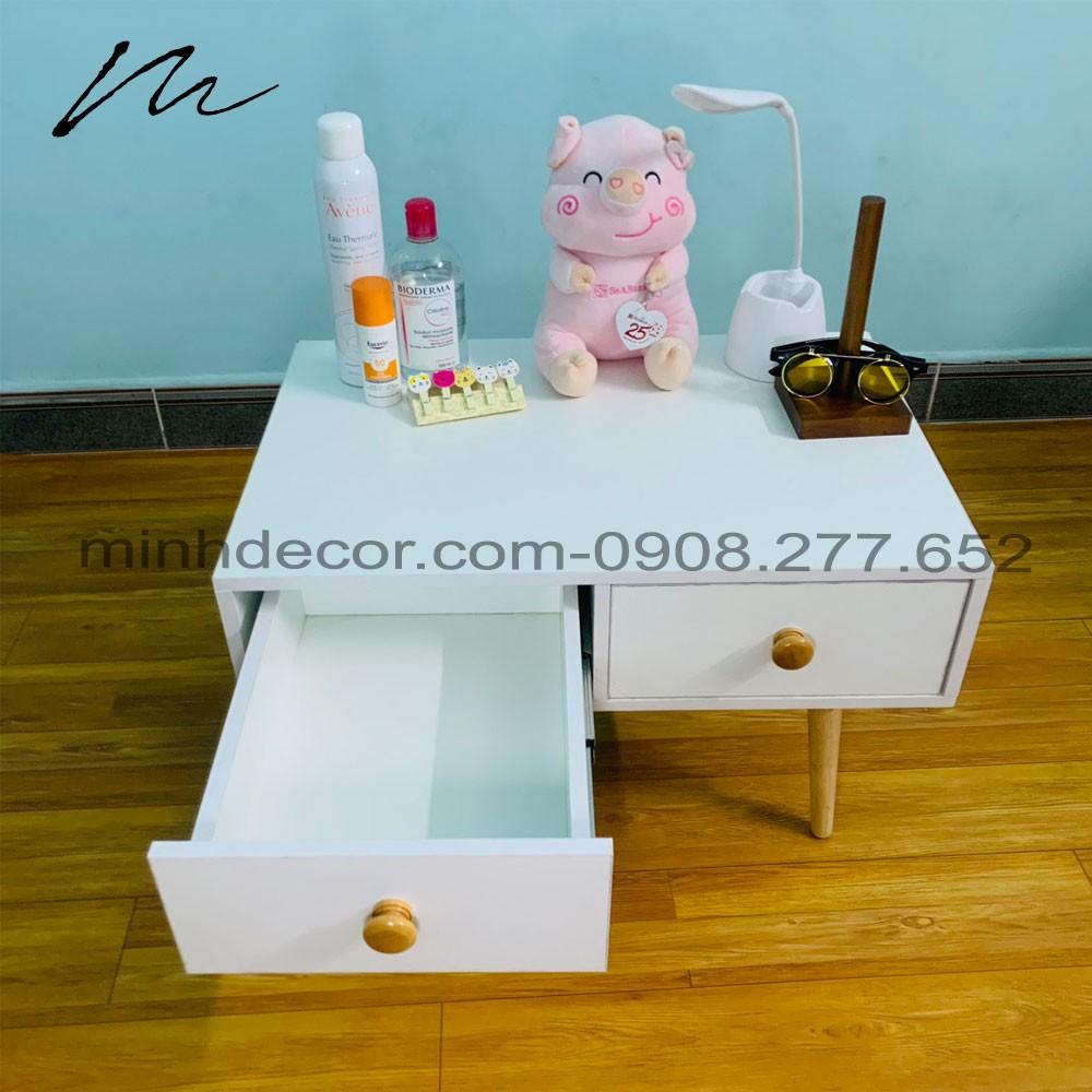 Bàn Trang Điểm Mini Ngồi Bệt Bằng Gỗ Màu Trắng