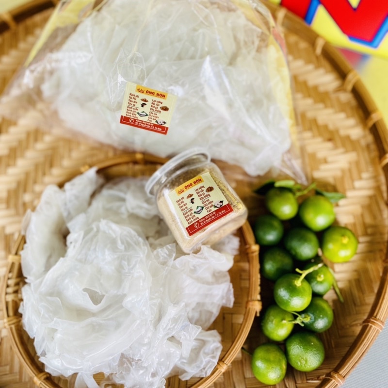 Combo 500g Rìa Bánh Tráng Phơi Sương - Muối Tôm Nhuyễn, Sa Tế(Tặng Tắc)