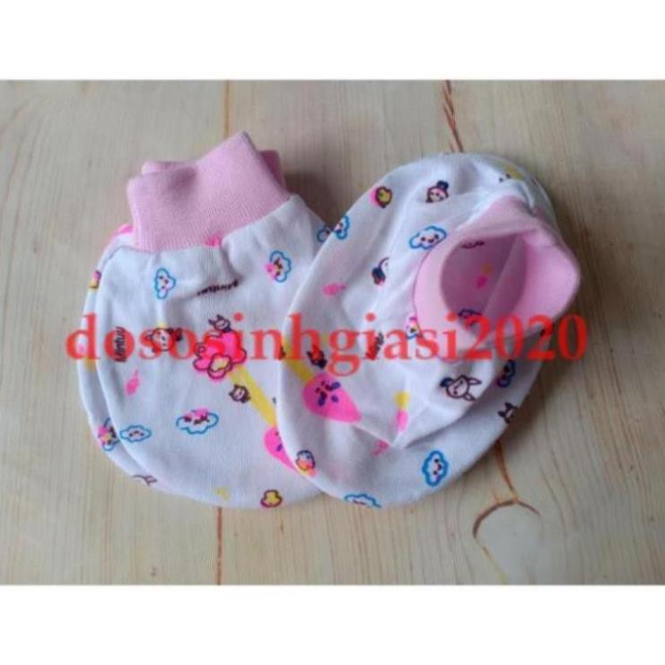 Bao tay chân cho bé-Set 5 đôi bao tay chân cổ bo
