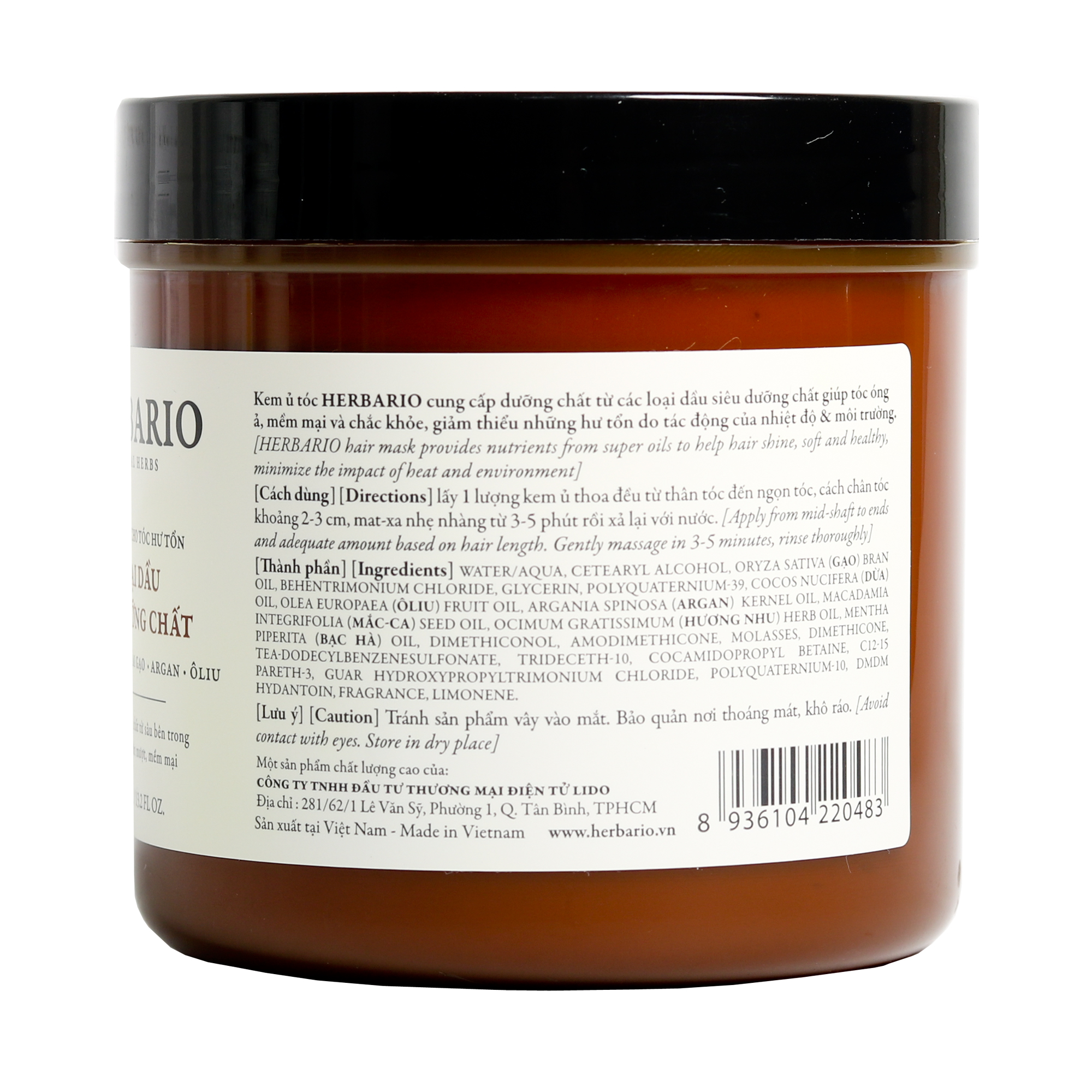 Kem ủ tóc từ 5 loại dầu siêu chất dành cho tóc Herbario 500ml