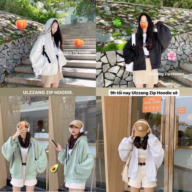 Khoác khoác hoodie dây kéo from lững nữ kèm clip