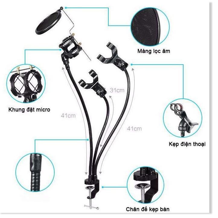 Chân Kẹp Mic Đa Năng Có Led