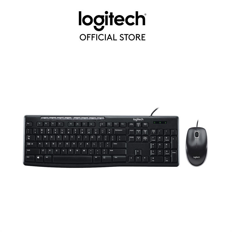 Combo chuột phím có dây Logitech MK200 - Thiết kế mỏng, chống tràn, bền bỉ - Hàng chính hãng