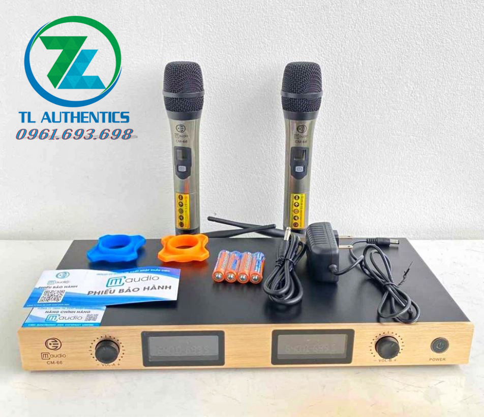 Micro không dây CM-66 hàng chính hãng CMAUDIO nhập khẩu 2024 tặng chống lăn và 4 quả pin bảo hành 12 tháng