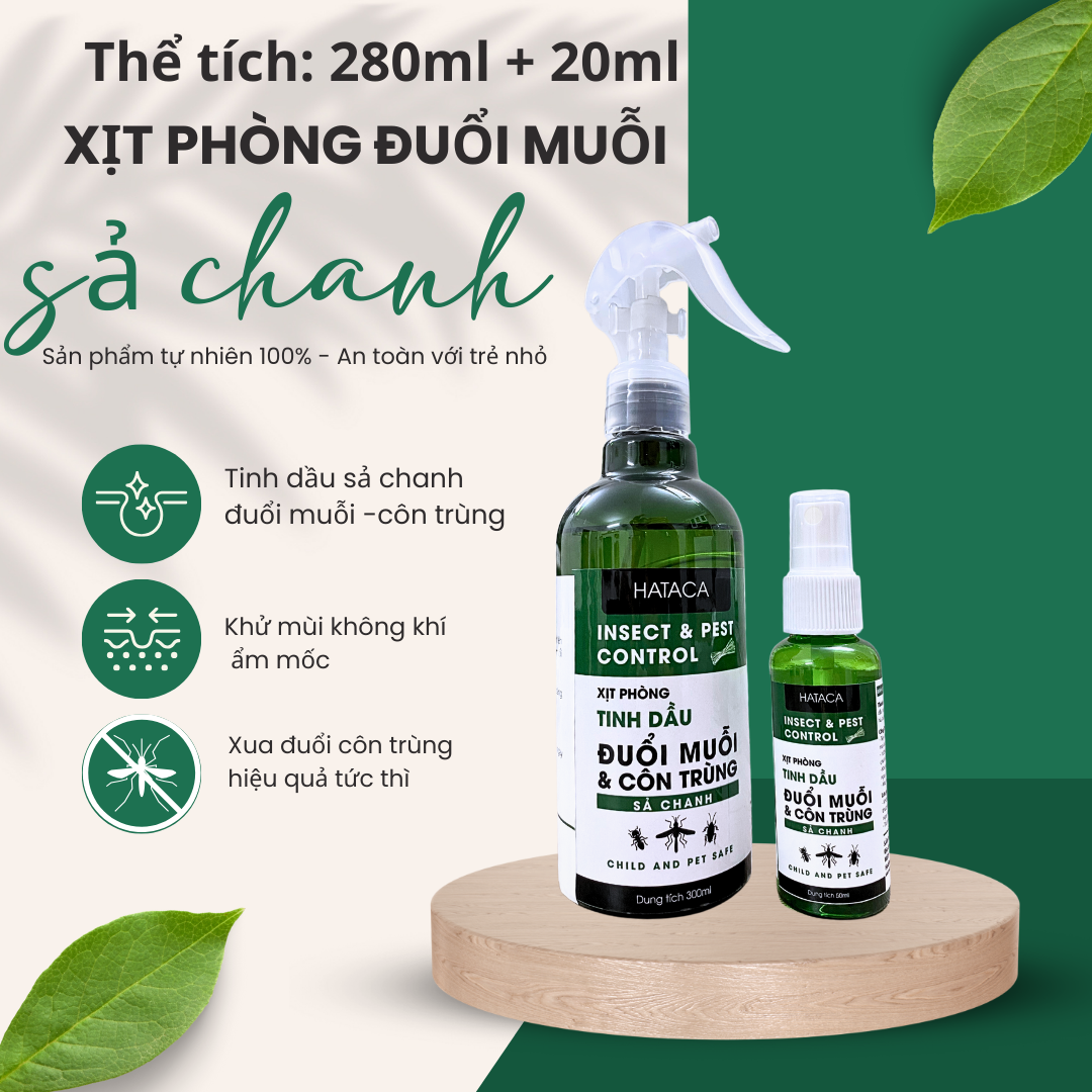 ( Thơm phòng/ đuổi muổi ) Bình xịt đuổi muỗi, côn trùng HATACA -100% thiên nhiên