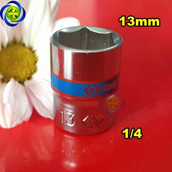 Tuýp 13mm 1/4 Kingtony 233513M loại ngắn 6 cạnh màu trắng