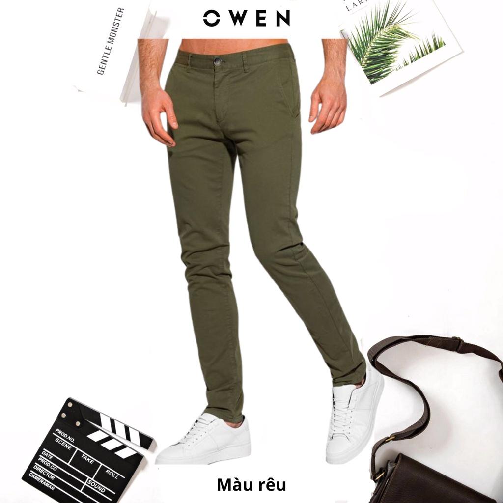 Quần kaki nam OWEN chuẩn hãng màu rêu, chất kaki cotton dày dặn, cao cấp, co giãn, form đứng dáng slimfit nhẹ trẻ trung