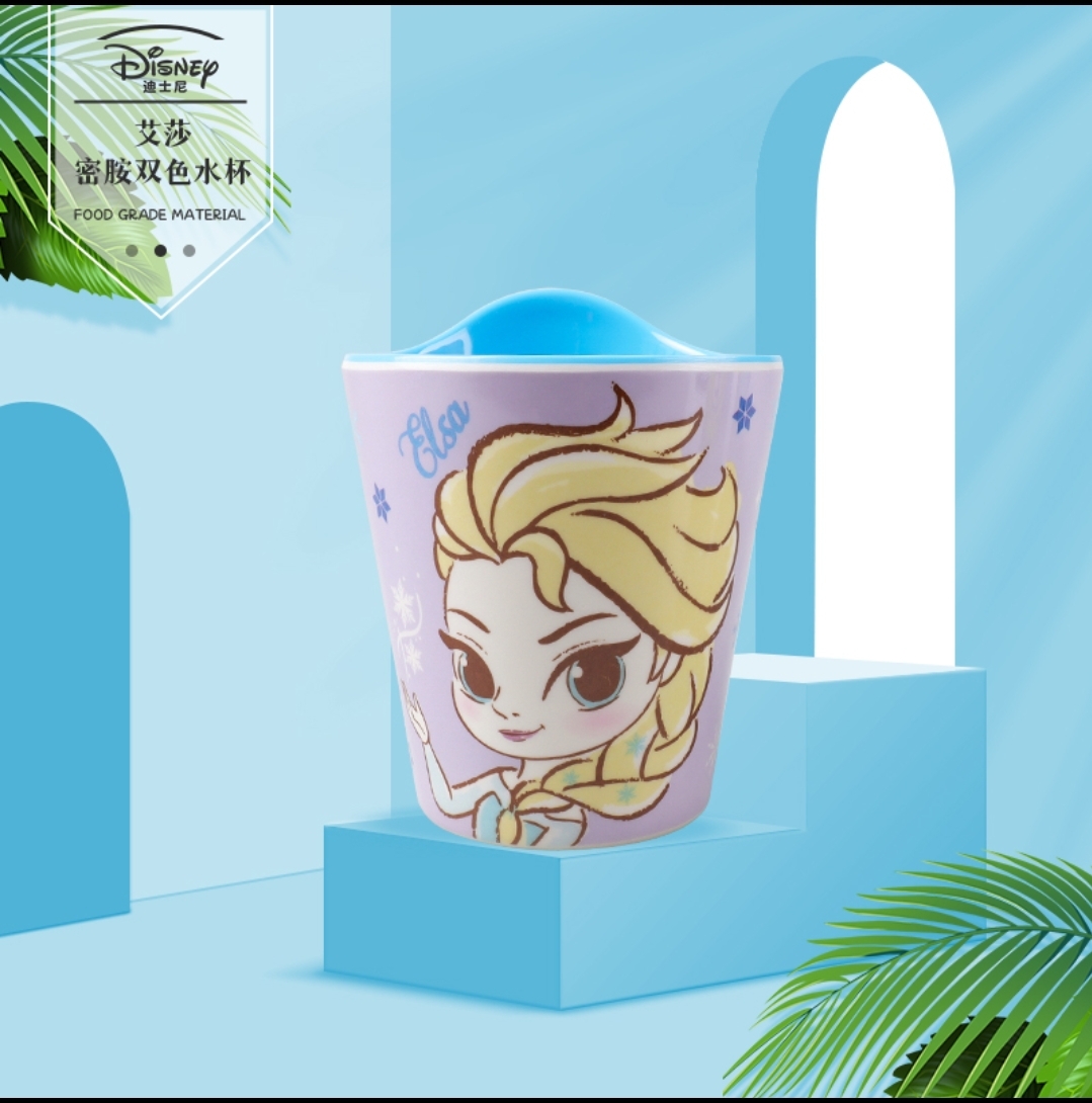 Ly nước hoạt hình Disney nhựa melamine mới 2022 hình công chúa Elsa Frozen chibi cho bé