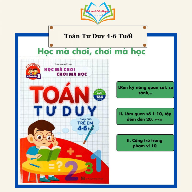 Sách Toán Tư Duy Dành Cho Trẻ Em 4 - 6 Tuổi Phiên Bản Mới 124 Trang