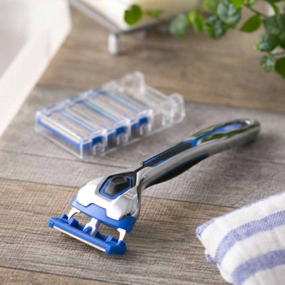 Dao Cạo Râu 5 Lưỡi Kép Kai Razor 5 Blade 0607-GA0014X4 Màu Xanh (Set 1 Thân 1 Lưỡi)