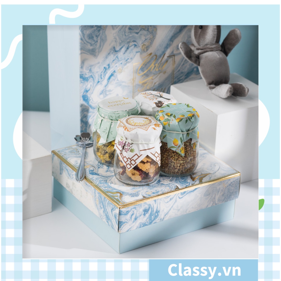 XÉ LẺ túi giấy +Hộp quà lớn +02 Hộp mini quà tặng hoạ tiết đá cẩm thạch, In chữ Only For You phong cách châu Âu