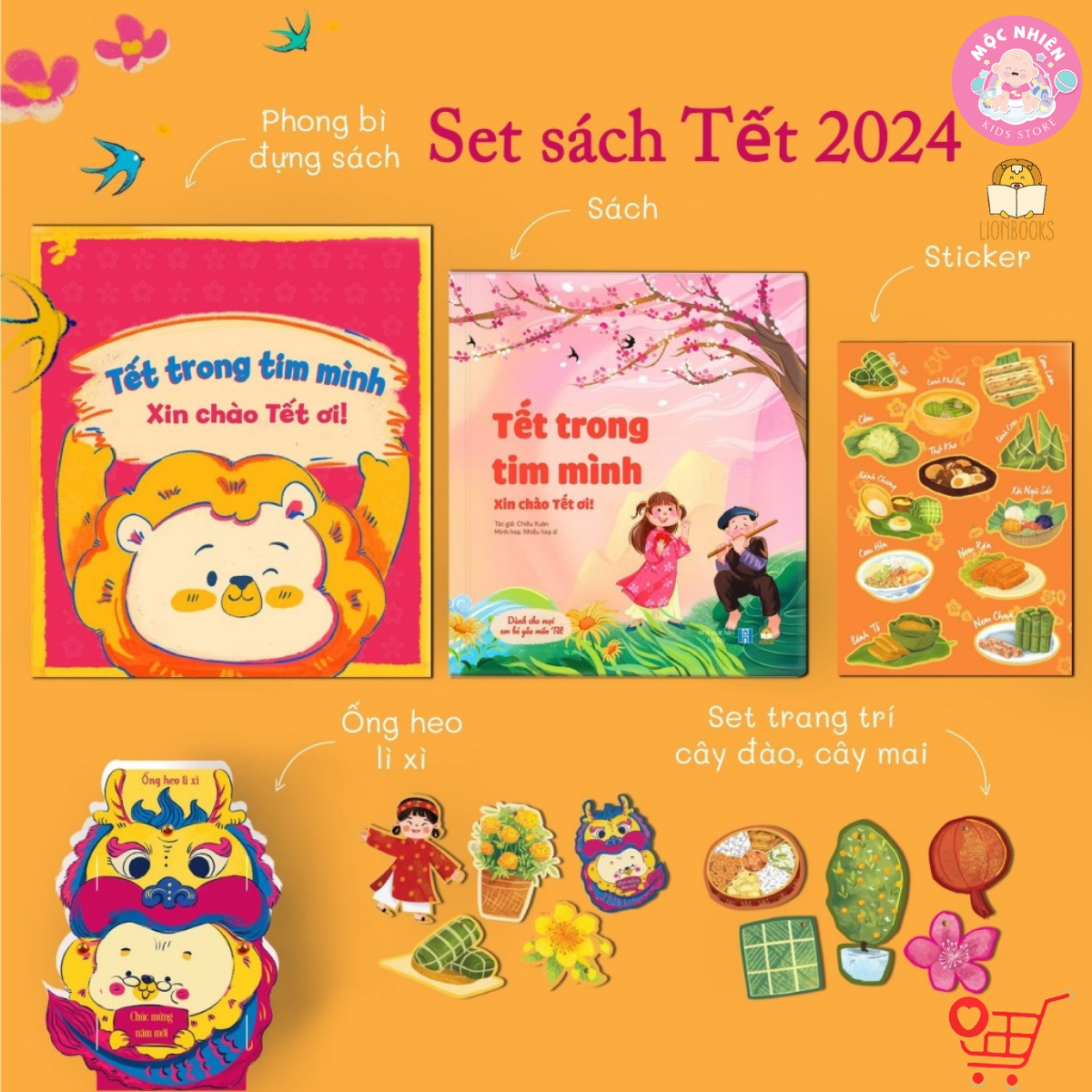 Sách Tết 2024 - Tết Trong Tim Mình - Xin Chào Tết Ơi (1 cuốn Bìa mềm kèm Phong bì và Set quà tặng) - LionBooks